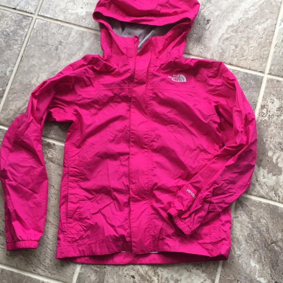 hot pink north face rain jacket
